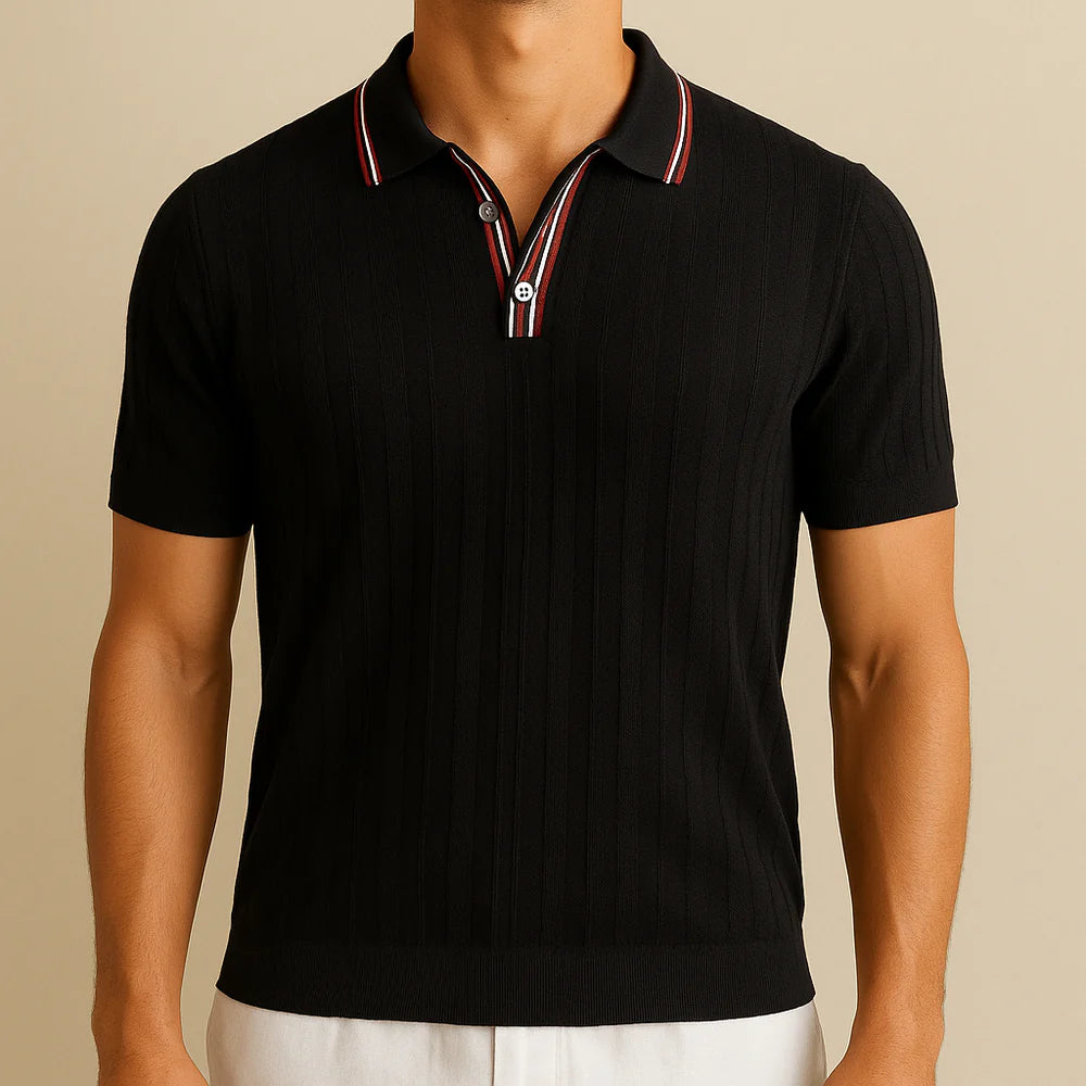 Men’s Ribbed Knit Polo Shirt