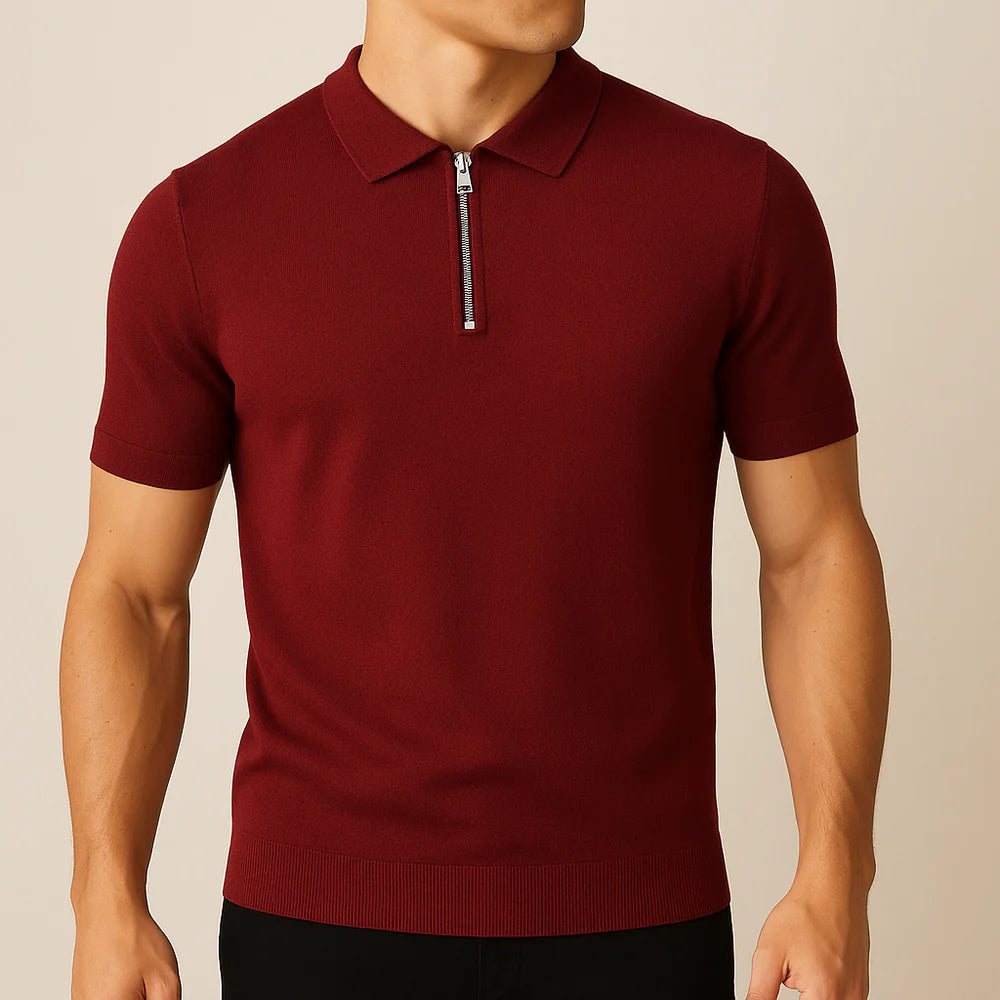 Zip-Neck Polo Shirt