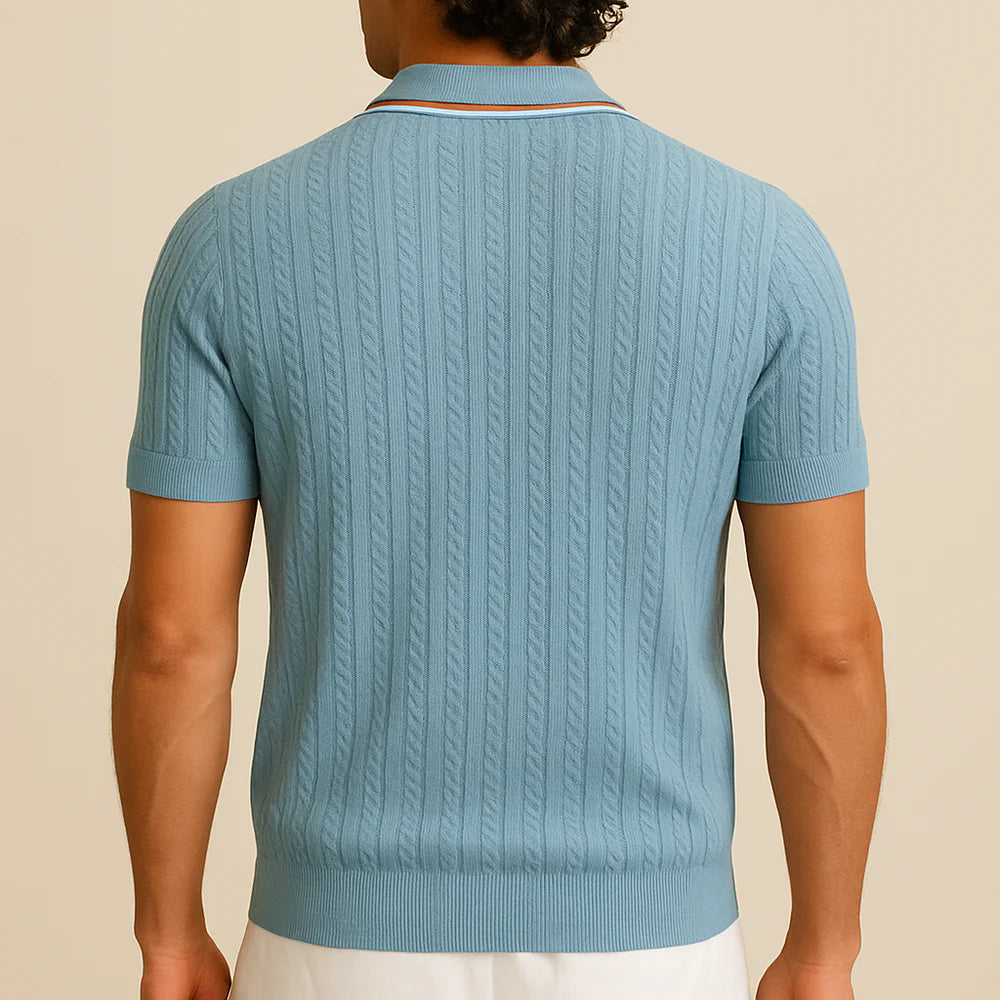 Men’s Ribbed Knit Polo Shirt