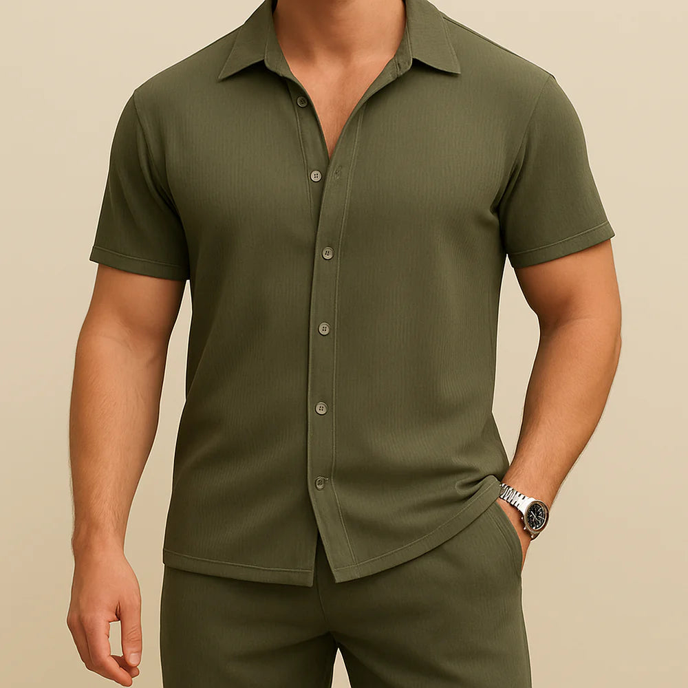Men’s Short-Sleeve Button-Up Shirt & Pant Set