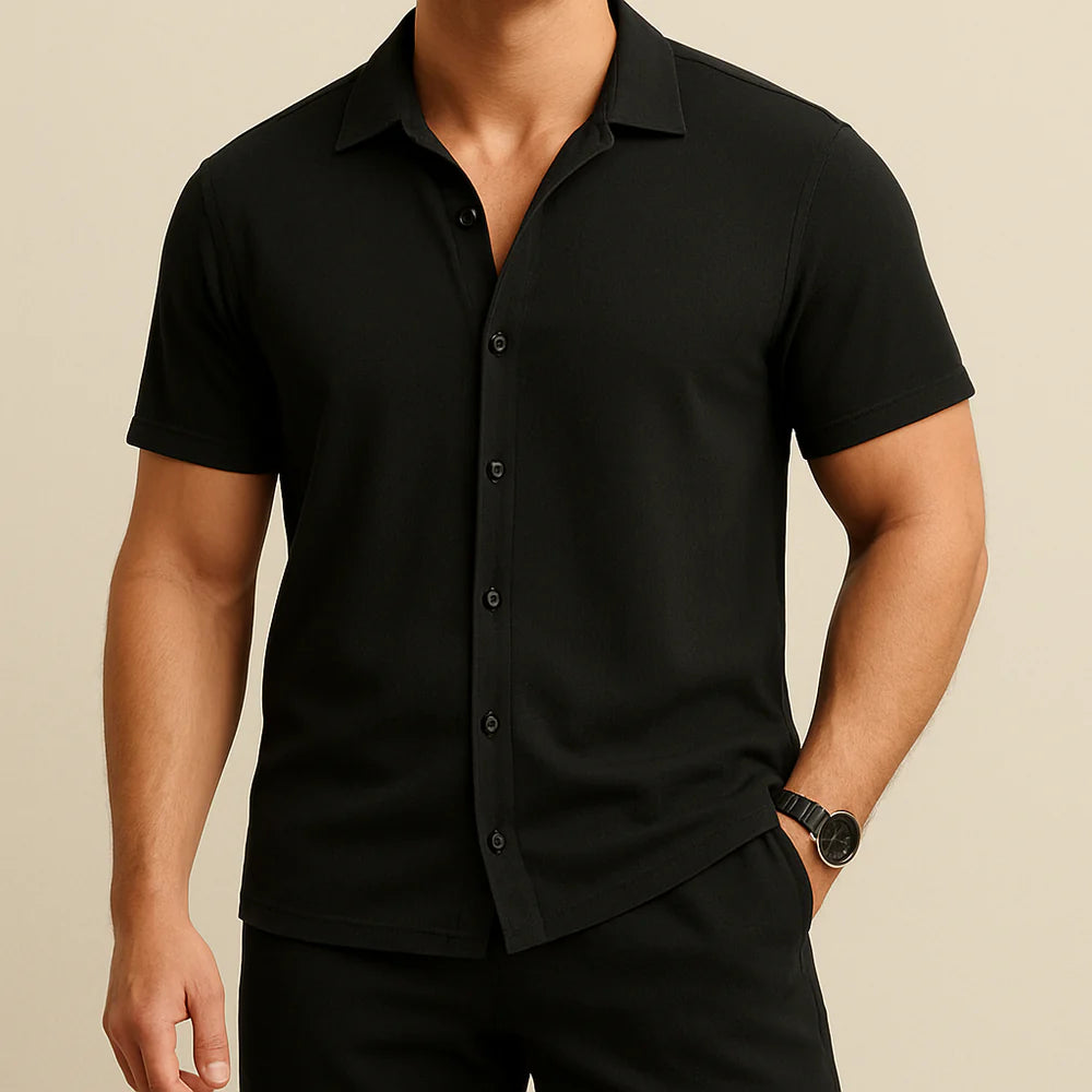 Men’s Short-Sleeve Button-Up Shirt & Pant Set